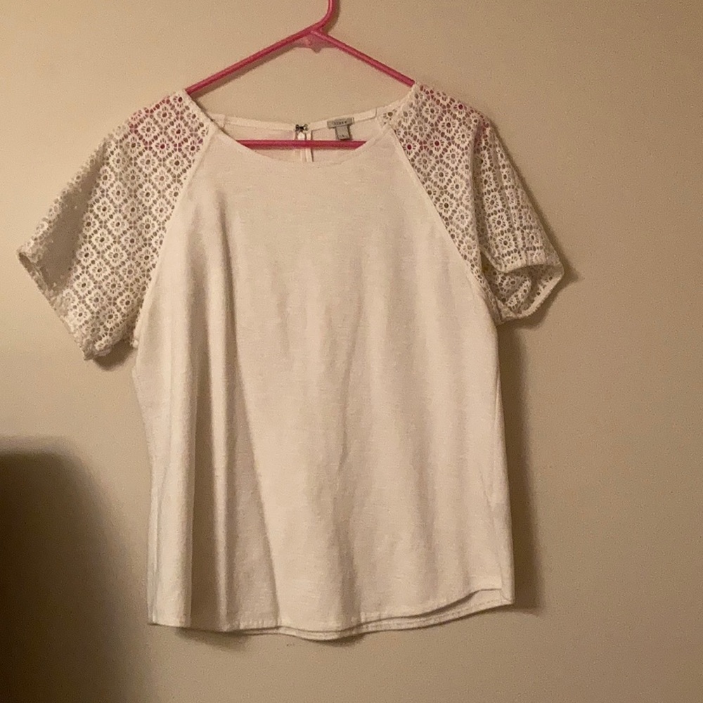 COPY - J. Crew white tshirt with sleeve detail